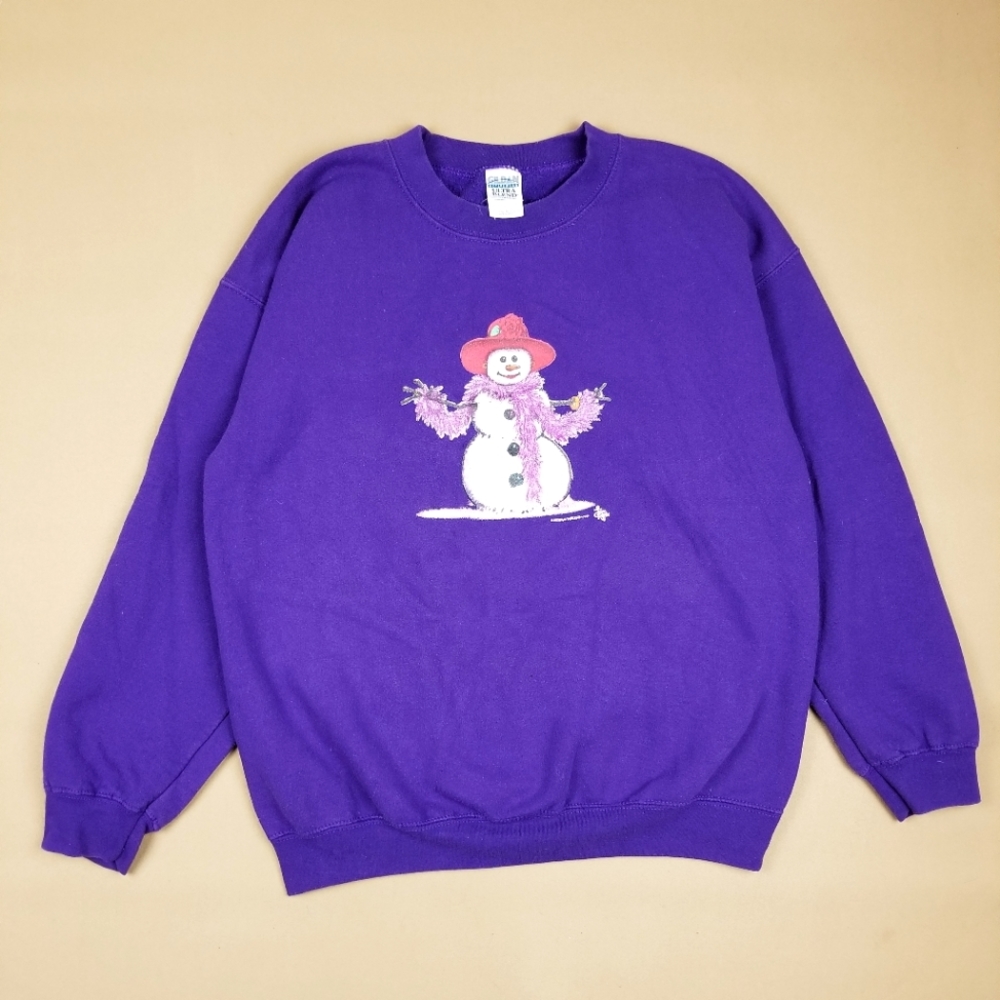 VTG 00's Winter Christmas Cute Snowman Crewneck Sw